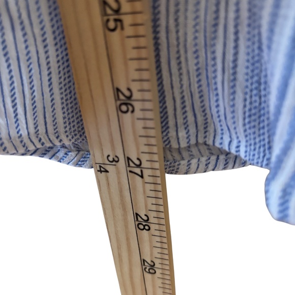 H&M Striped V-Neck Short Sleeve Blouse Blue White Size 6 - Picture 5 of 6